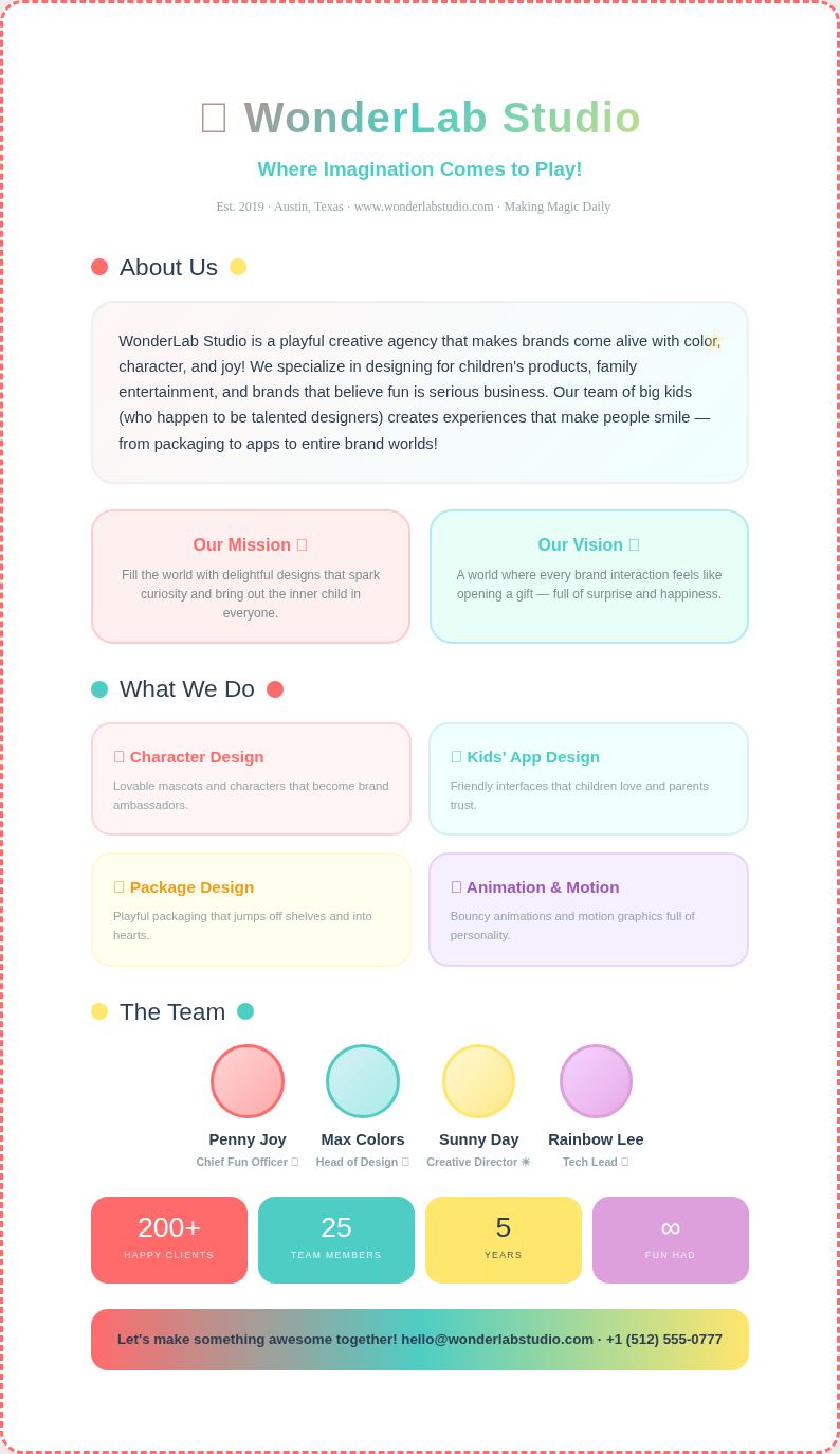 Playful colorful company profile